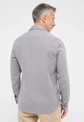 Eterna Langarmhemd SLIM FIT EASY IRON Grau/Hellgrau