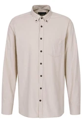 bugatti Langarmhemd Feincord Beige/Khaki/Weiß/Braun