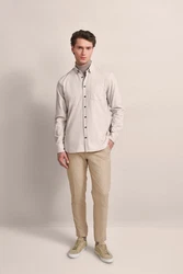 bugatti Langarmhemd Feincord Beige/Khaki/Weiß/Braun
