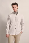 bugatti Langarmhemd Feincord Beige/Khaki/Weiß/Braun