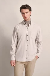 bugatti Langarmhemd Feincord Beige/Khaki/Weiß/Braun
