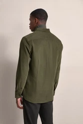 bugatti Langarmhemd Feincord Dunkelgrün/Khaki