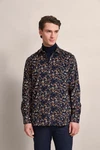 bugatti Langarmhemd mit Print Dunkelblau/Gelb/Blau
