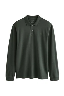 Next Langarm-Poloshirt Dunkelgrün/Grün Next Langarm-Poloshirt Dunkelgrün/Grün