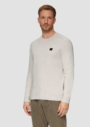s.Oliver Strickpullover mit Nahtdetails Khaki/Beige/Weiß/Grau/Creme