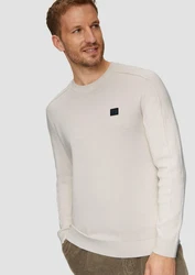 s.Oliver Strickpullover mit Nahtdetails Khaki/Beige/Weiß/Grau/Creme
