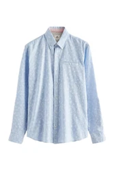 Next Langarmhemd Strukturiertes Hemd Blau/Hellblau