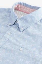 Next Langarmhemd Strukturiertes Hemd Blau/Hellblau
