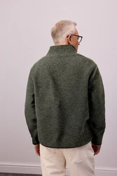 Next Fleecejacke Sweatshirt mit Reißverschlusskragen aus Wollmix (1-St) Dunkelgrün