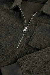 Next Fleecejacke Sweatshirt mit Reißverschlusskragen aus Wollmix (1-St) Dunkelgrün