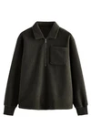Next Fleecejacke Sweatshirt mit Reißverschlusskragen aus Wollmix (1-St) Dunkelgrün