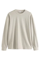 Next Langarmshirt Relaxed Fit Khaki/Beige/Grau