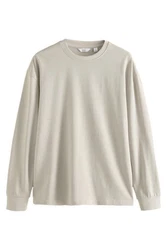 Next Langarmshirt Relaxed Fit Khaki/Beige/Grau
