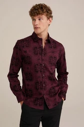 WE Fashion Businesshemd Dunkelrot/Bordeaux/Lila/Rot