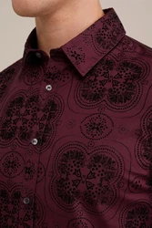 WE Fashion Businesshemd Dunkelrot/Bordeaux/Lila/Rot