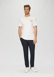 s.Oliver Stoffhose Regular Chino mit Webstruktur Weiß/Creme/Dunkelblau