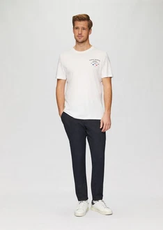 s.Oliver Stoffhose Regular Chino mit Webstruktur Weiß/Creme/Dunkelblau