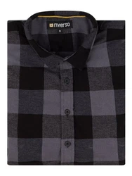 riverso Langarmhemd RIVArne Regular Fit Schwarz/Grau/Dunkelgrau