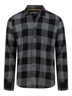 riverso Langarmhemd RIVArne Regular Fit Schwarz/Grau/Dunkelgrau