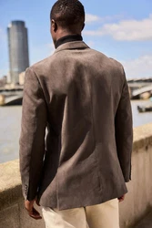 Next Blazer aus Velourskunstleder Dunkelgrau/Braun/Grau/Dunkelbraun