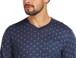 Comte Nachthemd Cosy Chic Herren Schlafshirt Langarm Blau/Dunkelblau/Lila/Fliederfarben
