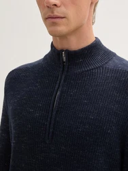 TOM TAILOR Cardigan Troyer Pullover Dunkelblau/Hellblau/Blau