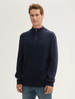 TOM TAILOR Cardigan Troyer Pullover Dunkelblau/Hellblau/Blau