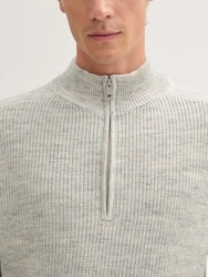 TOM TAILOR Cardigan Troyer Pullover Grau/Khaki/Hellgrau