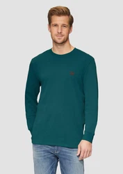 s.Oliver Langarmshirt Longsleeve mit Logo-Detail Türkis/Grün/Dunkelgrün