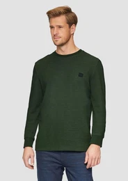 Langarmshirt Strukturiertes Longsleeve mit Logo-Detail Label-Patch