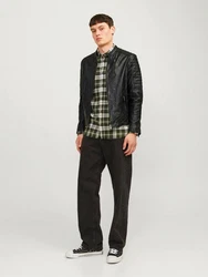 Jack & Jones Jacke JJERICHARD LEATHER JACKET Schwarz