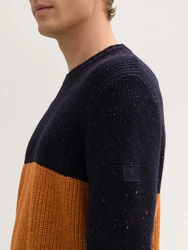 TOM TAILOR Strick- und Longpullover Braun/Gelb/Orange/Dunkelblau