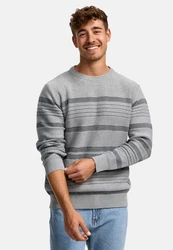 Indicode Strickpullover INScott Grau/Hellgrau