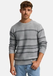 Indicode Strickpullover INScott Grau/Hellgrau