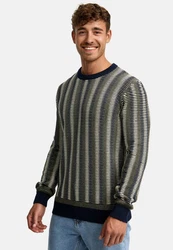 Indicode Strickpullover INScott Beige/Grau/Dunkelblau/Schwarz/Gold