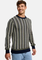 Indicode Strickpullover INScott Beige/Grau/Dunkelblau/Schwarz/Gold