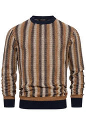 Indicode Strickpullover INScott Braun/Beige/Rot