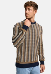 Indicode Strickpullover INScott Braun/Beige/Rot