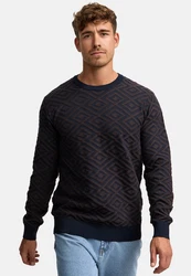 Indicode Strickpullover INScott Dunkelblau/Hellblau/Rosa/Bordeaux