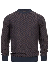 Indicode Strickpullover INScott Dunkelblau/Hellblau/Rosa/Bordeaux