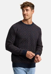 Indicode Strickpullover INScott Dunkelblau/Hellblau/Rosa/Bordeaux