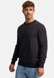 Indicode Strickpullover INScott Dunkelblau/Hellblau/Rosa/Bordeaux