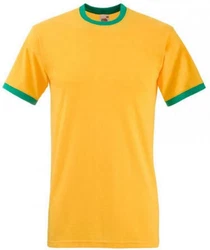 Fruit of the Loom Rundhalsshirt Ringer Herren T-Shirt Gelb/Grün/Neonfarben
