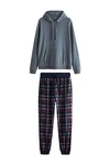 Next Pyjama Thermo-Schlafanzug mit Kapuze (2 tlg) Grau/Lila/Dunkelblau/Blau