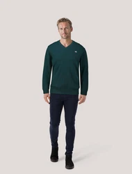 Gant Strickpullover Superfine Lambswool V-Neck Dunkelgrün/Grün