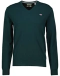 Gant Strickpullover Superfine Lambswool V-Neck Dunkelgrün/Grün