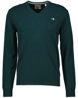 Gant Strickpullover Superfine Lambswool V-Neck Dunkelgrün/Grün Gant Strickpullover Superfine Lambswool V-Neck Dunkelgrün/Grün