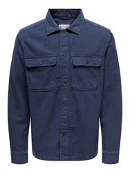 ONLY & SONS Langarmhemd ONSOLIVER Dunkelblau/Hellblau/Blau