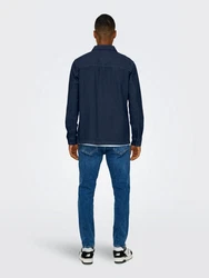 ONLY & SONS Langarmhemd ONSOLIVER Dunkelblau/Hellblau/Blau