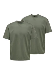 ONLY & SONS T-Shirt 2er Pack Onsfred Dunkelgrün